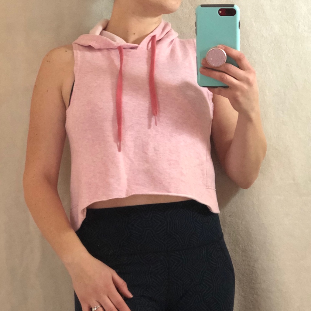 Nwot Pink Hooded Cropped Sleeveless Active Top